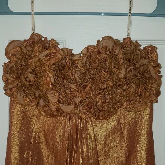 Alexia Admor Women's Cocktail Dress Size Medium Copper Brown Strapless Shift - Picture 2 of 4